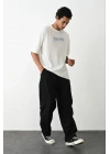 Unisex Baskılı Oversize T-Shirt - Beyaz