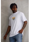 Unisex Baskılı Oversize T-Shirt - Beyaz