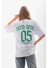 Unisex Baskılı Oversize T-Shirt - Beyaz