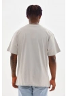 Unisex Baskılı Oversize T-Shirt - Gri
