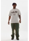 Unisex Baskılı Oversize T-Shirt - Gri