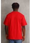 Unisex Baskılı Oversize T-Shirt - Kırmızı