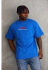 Unisex Baskılı Oversize T-Shirt - Mavi