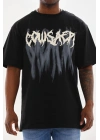 Unisex Baskılı Oversize T-Shirt - Siyah