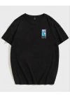 Unisex Baskılı Oversize T-Shirt - Siyah