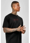 Unisex Baskılı Oversize T-Shirt - Siyah