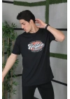 Unisex Baskılı Oversize T-Shirt - Siyah