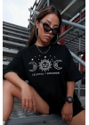Unisex Baskılı Oversize T-Shirt - Siyah