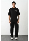 Unisex Baskılı Oversize T-Shirt - Siyah
