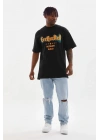 Unisex Baskılı Oversize T-Shirt - Siyah