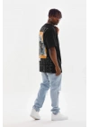 Unisex Baskılı Oversize T-Shirt - Siyah