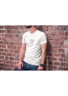 Unisex Bisiklet Yaka Baskılı Oversize T-Shirt - Beyaz