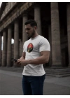 Unisex Bisiklet Yaka Baskılı Oversize T-Shirt - Beyaz