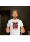 Unisex Bisiklet Yaka Baskılı Oversize T-Shirt - Beyaz