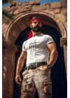 Unisex Bisiklet Yaka Baskılı Oversize T-Shirt - Beyaz