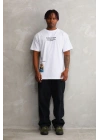 Unisex Bisiklet Yaka Baskılı Oversize T-Shirt - Beyaz