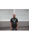 Unisex Bisiklet Yaka Baskılı Oversize T-Shirt - Siyah