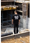 Unisex Bisiklet Yaka Baskılı Oversize T-Shirt - Siyah