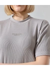 Unisex Bisiklet Yaka Baskılı Slim Fit T-Shirt - Boyalı Gri