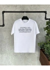 Unisex Bisiklet Yaka Kısa Kol Baskılı T-Shirt - Beyaz