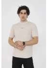 Unisex Bisiklet Yaka Slim fit T-Shirt- Bej