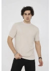 Unisex Bisiklet Yaka Slim fit T-Shirt- Bej