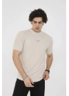 Unisex Bisiklet Yaka Slim fit T-Shirt- Bej