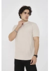 Unisex Bisiklet Yaka Slim fit T-Shirt- Bej