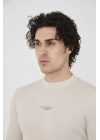 Unisex Bisiklet Yaka Slim fit T-Shirt- Bej