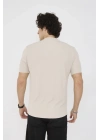 Unisex Bisiklet Yaka Slim fit T-Shirt- Bej