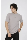 Unisex Bisiklet Yaka Slim fit T-Shirt- Boyalı Gri