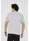 Unisex Bisiklet Yaka Slim fit T-Shirt- Boyalı Gri