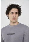 Unisex Bisiklet Yaka Slim fit T-Shirt- Gri