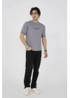 Unisex Bisiklet Yaka Slim fit T-Shirt- Gri