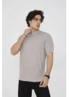 Unisex Bisiklet Yaka Slim fit T-Shirt- Taş