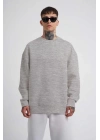 Unisex Biskilet Yaka Üç İplik SweatShirt - Gri