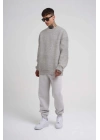 Unisex Biskilet Yaka Üç İplik SweatShirt - Gri