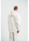 Unisex Double Oversize Kapşonlu Basic SweatShirt - Beyaz