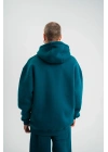 Unisex Double Oversize Kapşonlu Basic SweatShirt - Koyu Deniz Yeşili