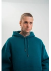 Unisex Double Oversize Kapşonlu Basic SweatShirt - Koyu Deniz Yeşili