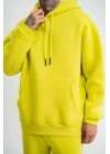Unisex Double Oversize Kapşonlu Basic SweatShirt - Sarı