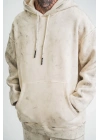 Unisex Double Oversize Kapşonlu Yıkamalı SweatShirt - Krem