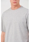 Unisex Düz Biskilet Yaka Oversize T-shirt - Gri