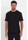Unisex Düz Biskilet Yaka Oversize T-shirt - Siyah