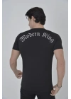 Unisex Göğüs File Aksesuarlı T-shirt - Siyah