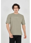 Unisex Jakar Kumaş Rahat Kol T-Shirt - Açık Yeşil