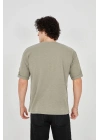 Unisex Jakar Kumaş Rahat Kol T-Shirt - Açık Yeşil