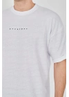 Unisex Jakar Kumaş Rahat Kol T-Shirt - Beyaz