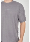Unisex Jakar Kumaş Rahat Kol T-Shirt - Gri