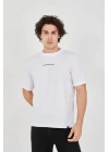 Unisex Jakar Kumaş Slim Fit T-Shirt - Beyaz